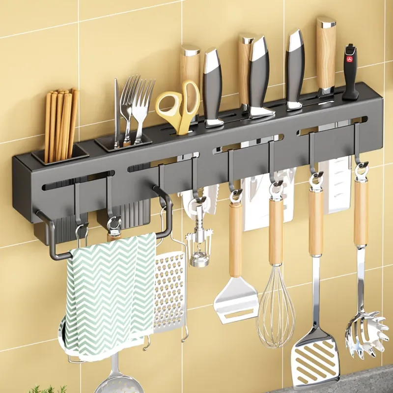 No Punching Wall Mounted Stainless Steel Thickened Spatula Kitchen Knife Holder Household Multi Functional Kitchen Utensils