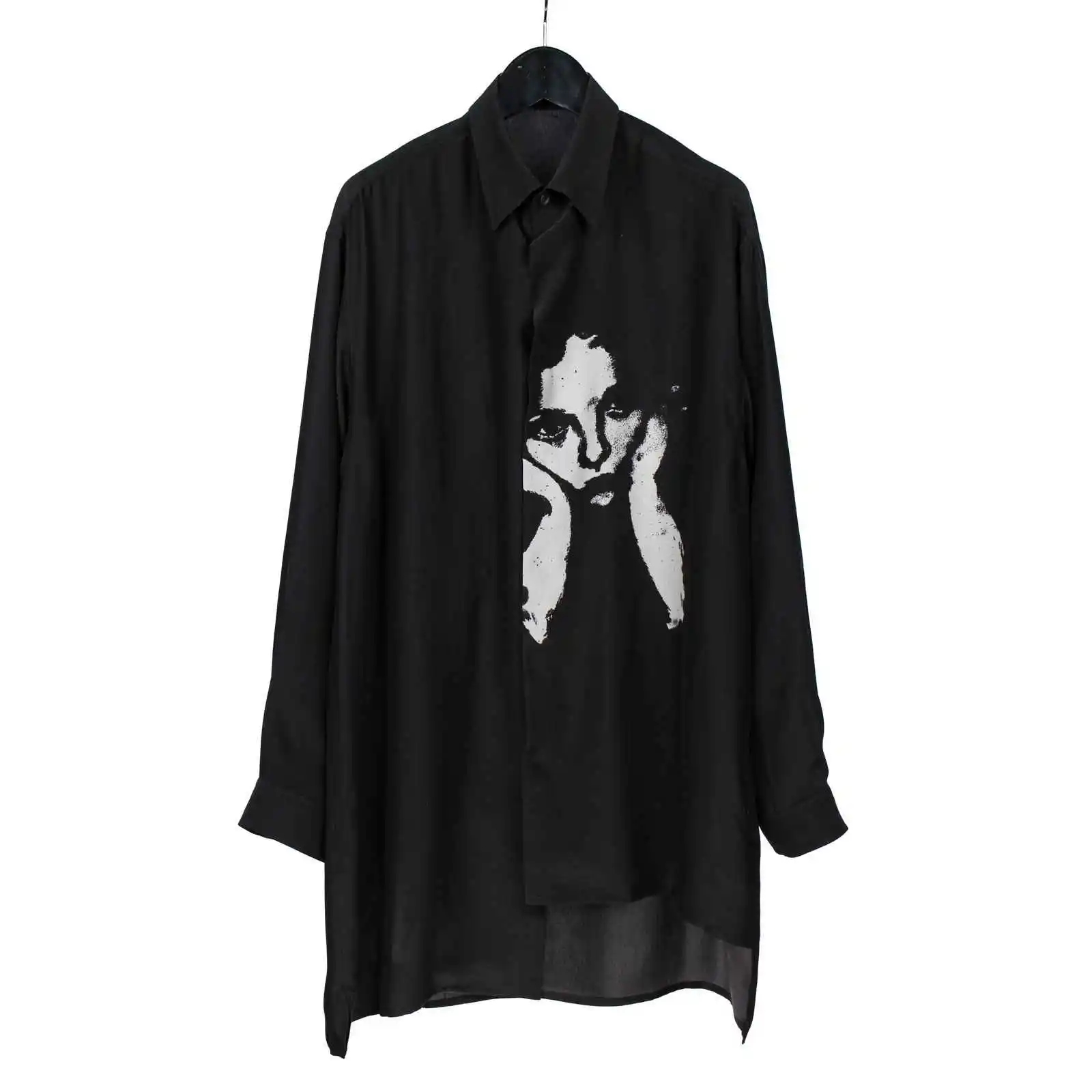 

TOP-YAMAMOTO Japanese style black retro silk skull print Loose tops for men and women