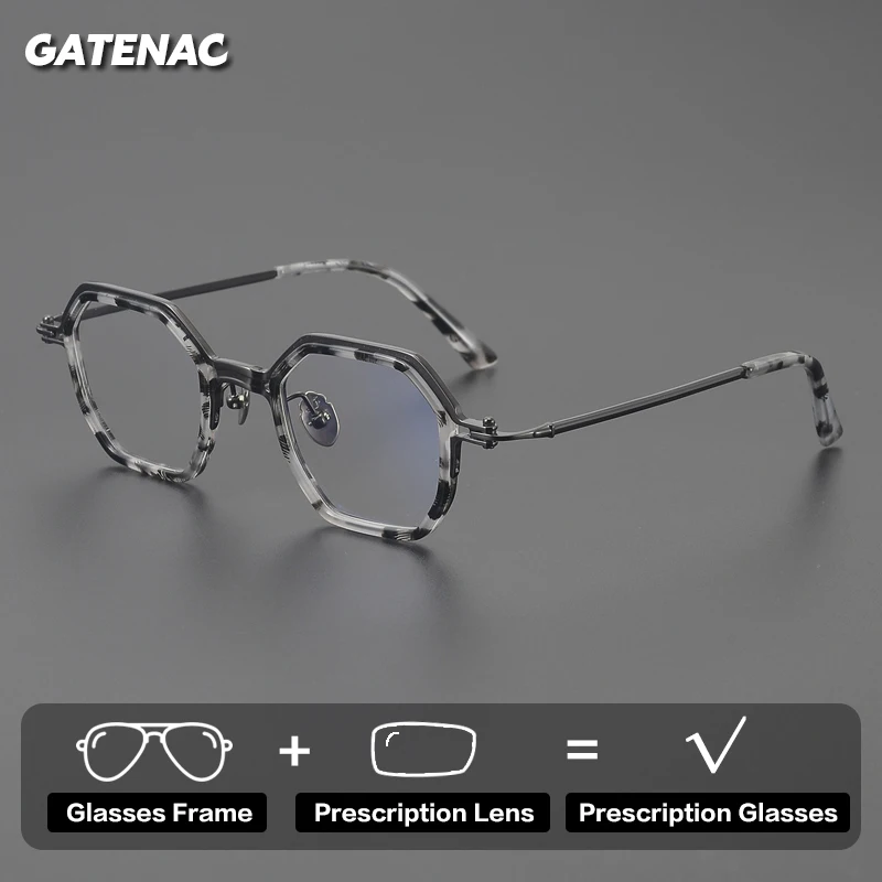 Gatenac Luxury Brand Prescription Glasses Men Vintage Photochromic Anti Blue Light Reading Glasses Progressive Women Eyewear
