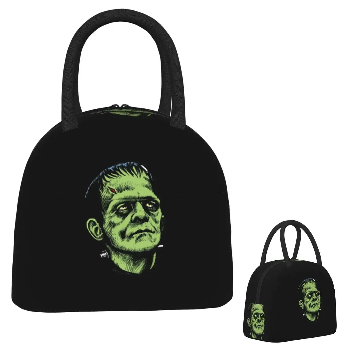 Frankenstein Green Monster Print Insulated Lunch Bag for Women Children Portable Food Boxes Thermal Lunch Box Tote