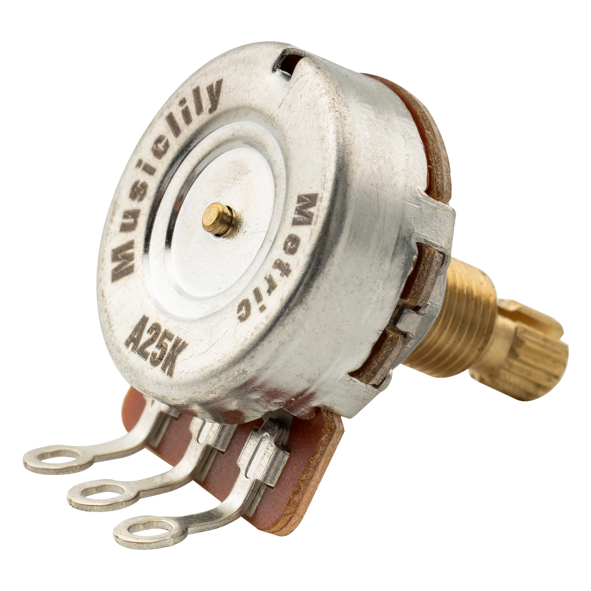 Musiclily Pro HD A250K/B250K/A500K/B500K/A25K/A1M Vollmessing Metrisch Grob 18-Spline Geteilter Schaft Potentiometer – Detail 12