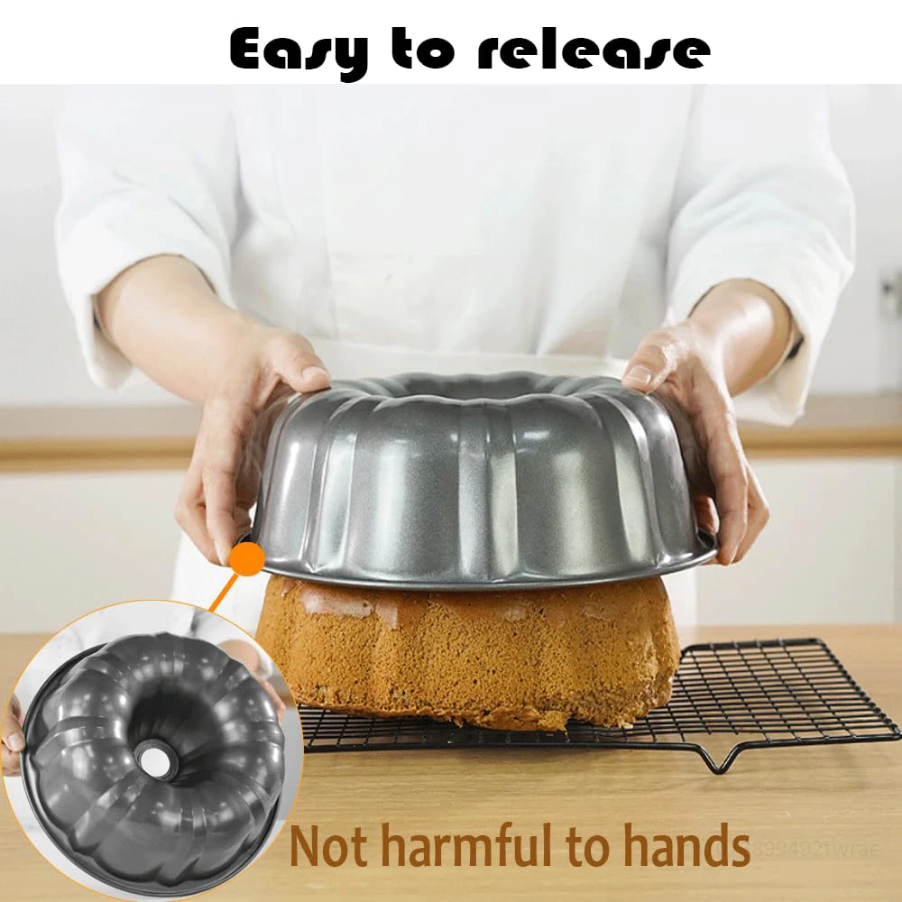 10 Inch Non-Stick Bunte Cake Pan Heavy Duty Carbon Steel Fluted Tube Bakeware Round Pumpkin Mold for Oven Baking Kitchen Tools