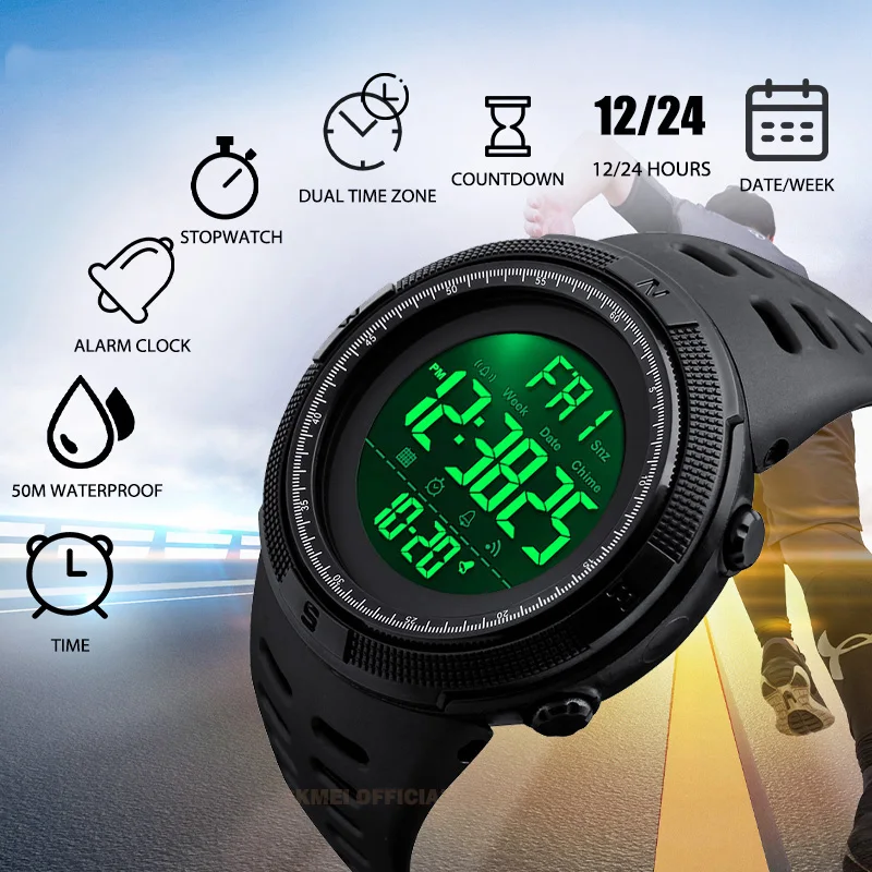 Outdoor Sport Watch Multifunction Watches Alarm Clock Chrono 5Bar Waterproof Digital Watch Reloj Hombre Electronic Watches