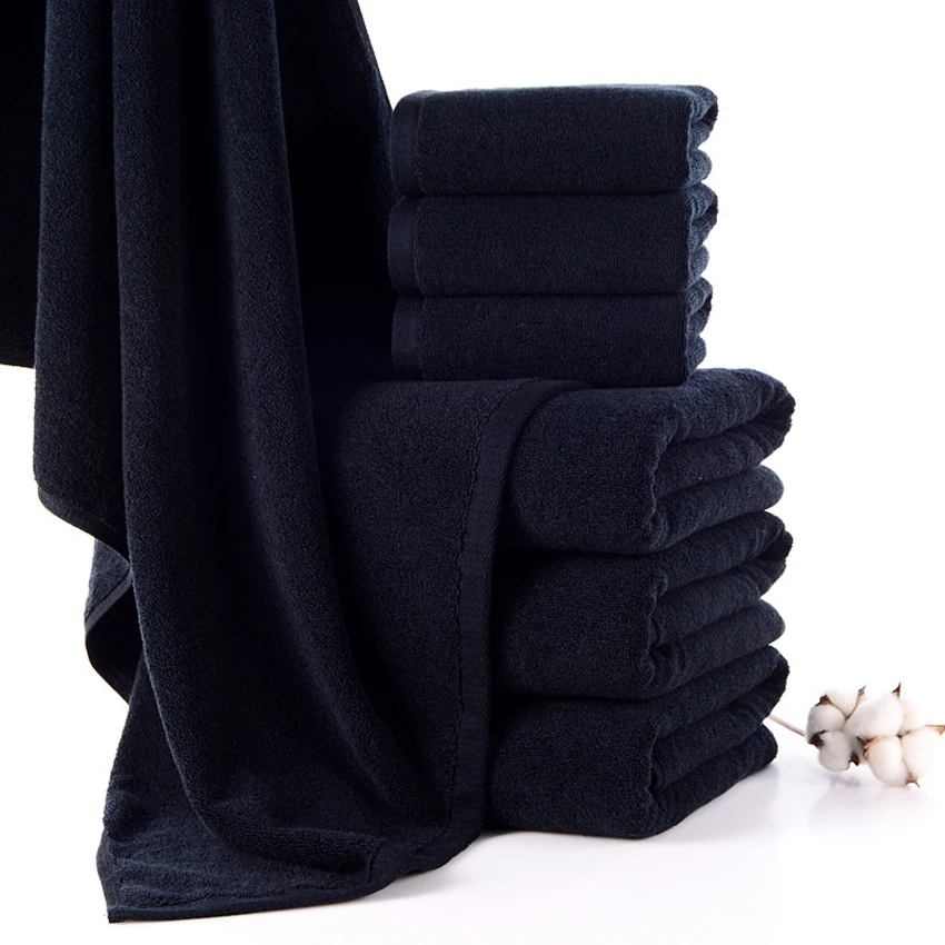 Black Bath Towel Thick Large Soft Cotton Face Hand Shower Towels for Adults Kids Home Bathroom Spa Toalla 34*74cm/70*140cm