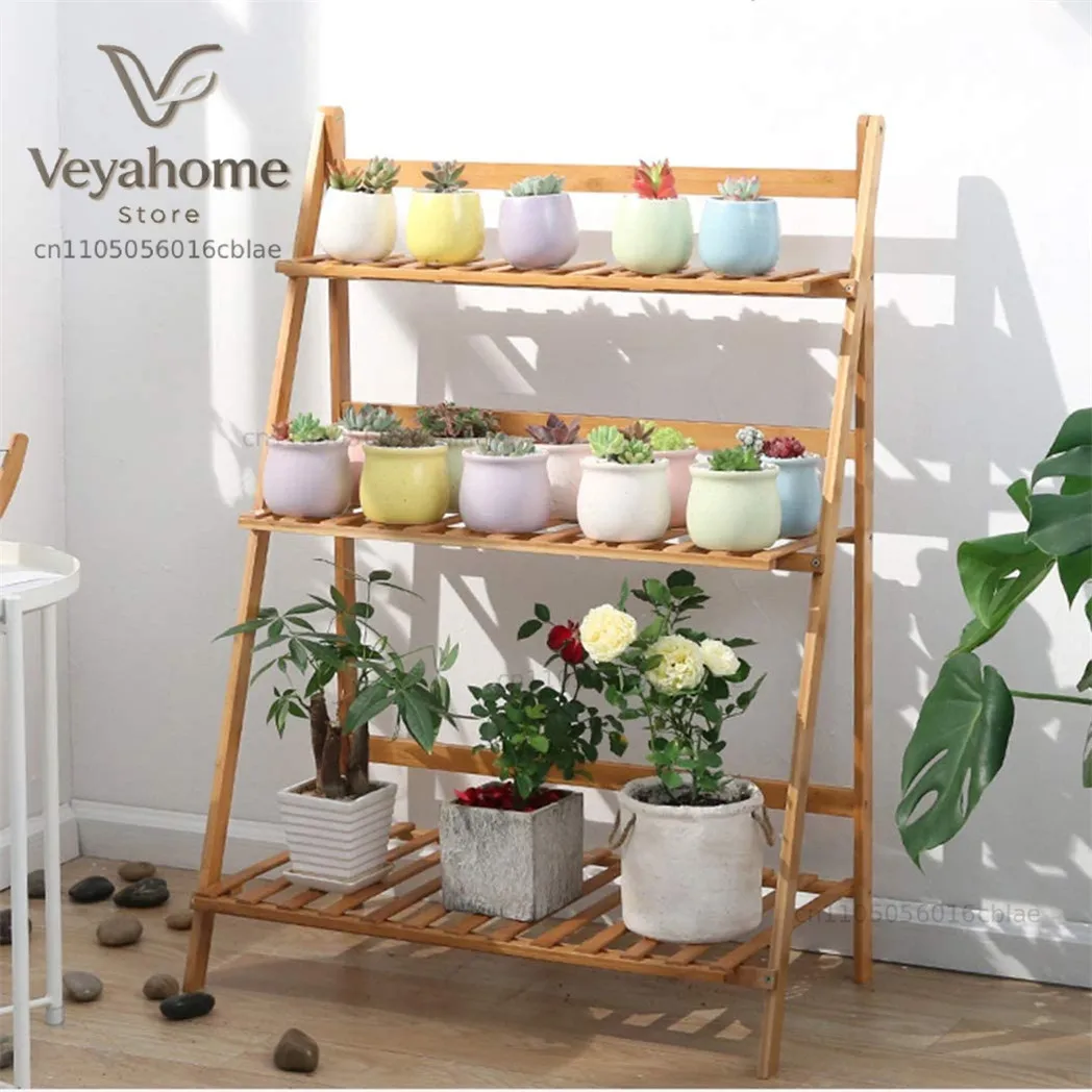 3 Tier Bamboo Flower Plant Pot Shelf Stand Display Ladder Garden Rack Holder Storage Indoor Outdoor