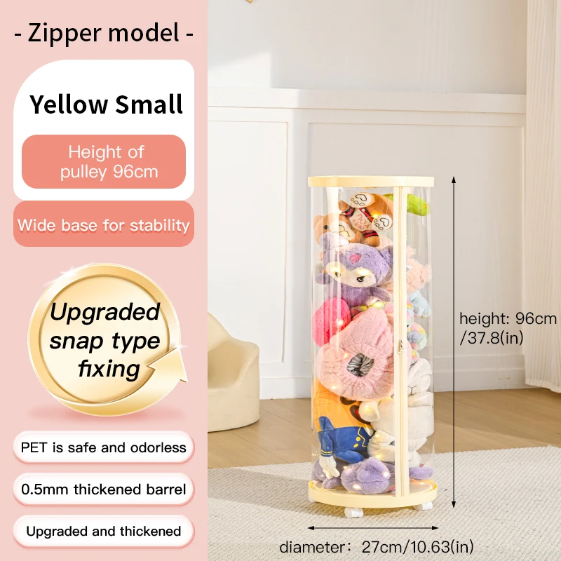 Transparent Multi-Functional Storage Bucket with Lid And Optional Wheels for Dolls Plush Toys Holiday Decorations Display Shelf image 3