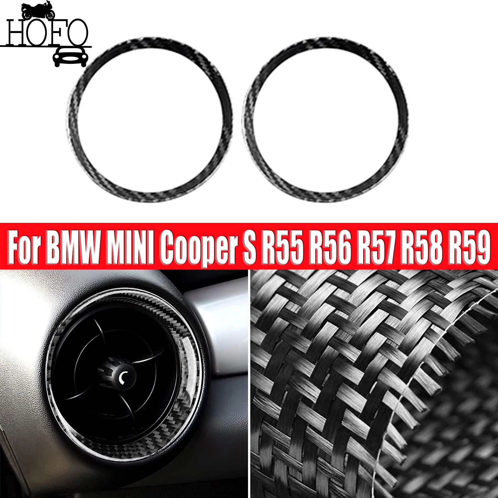 

Black Hard Carbon Fiber Air Vent Outlet Cover For Mini R55 R56 R57 2007-2012