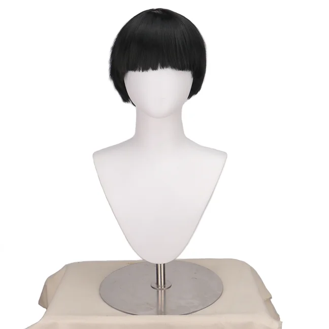 Synthetic Short Straight Ginger Orange Bowl Cut Wig with Bangs for Men, Colorful 60s style Cosplay Mushroom Wig for Halloween