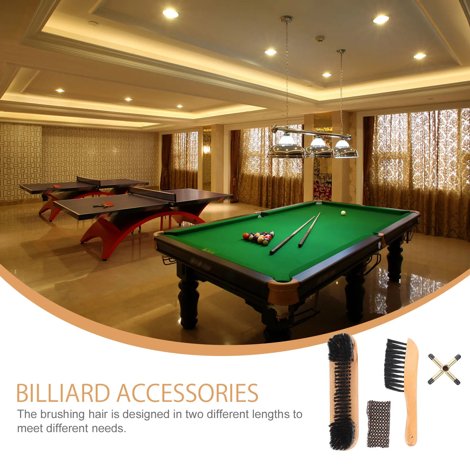 

1Set Billiard Table Clean Kit Double Length Bristle Brush Pool Table Accessories Cue Rack Billiard Cue Clean Kit