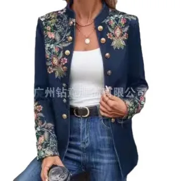 Autumn Winter New Fashion Women's Casual Trendy Stand Collar Single-breasted Long Sleeve Suit Blazers Female Coats Jackets Tops