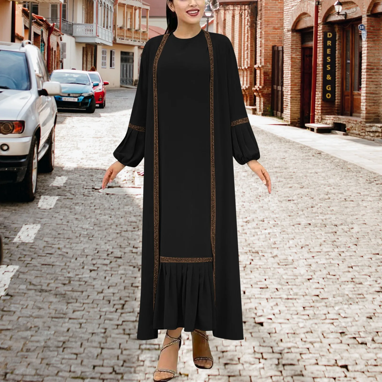 

Eid Abaya Dubai Modest Turkey Muslim Long Dress for Women Arabic Sequin Islamic Dresses Evening Party Gown Moroccan Kaftan Robe