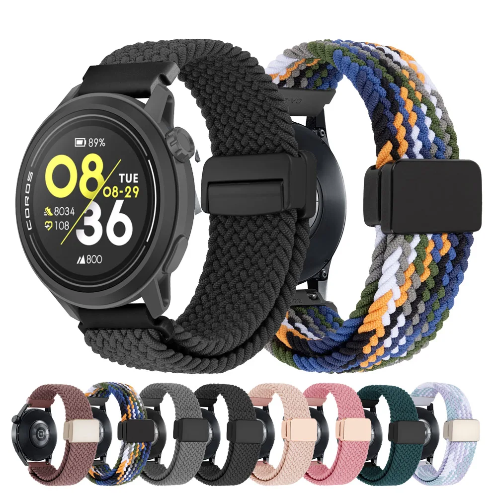 20 22mm Magnetic Bracelet For COROS Pace 3/APEX Pro Nylon Strap For COROS Pace 2/APEX 2 Pro 46mm 42mm Braided Watch Band Correa