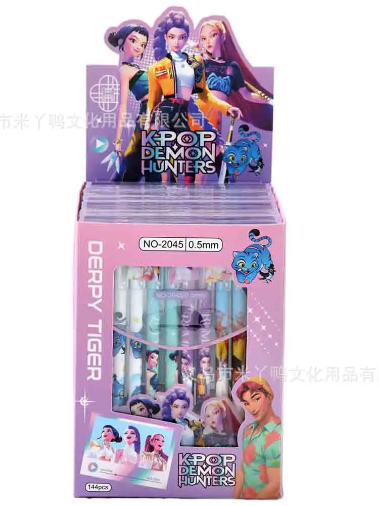 12/24pcs 만화 스트레이트로드 중성펜 0.5mm 지울 수있는 검정색 펜 학생 쓰기 연습 펜 문구 학습 용품 Gif