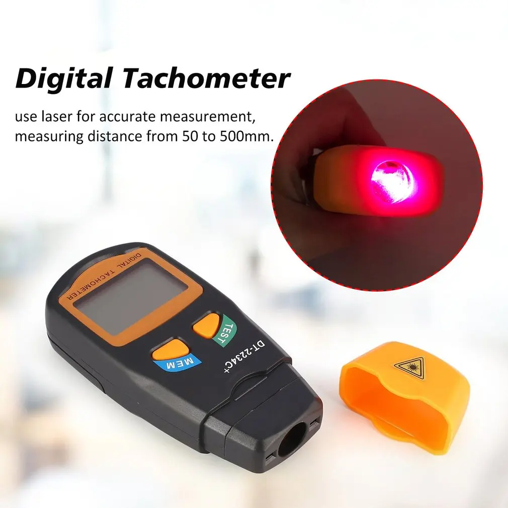 DT2234C+ Handheld LCD Digital Mini Non-contact Laser Photo Tachometer With Bag RPM Speed Measurement Meter Speedometer Tool