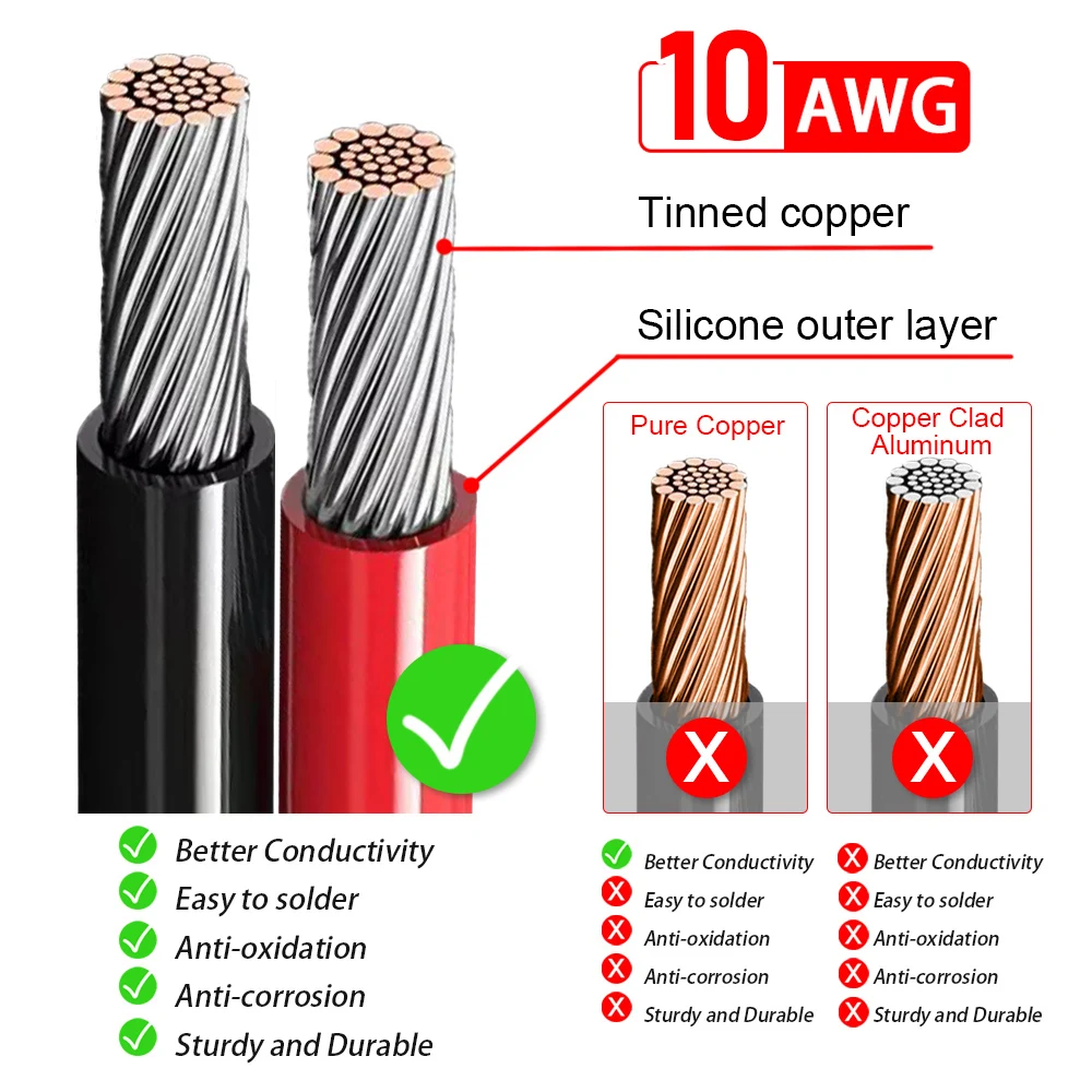 XT60 żeński/męski do oczka typu O Ring M8 SC Terminal Plug Connector Cable 10AWG Silikonowy ocynowany przewód miedziany do paneli baterii słonecznych