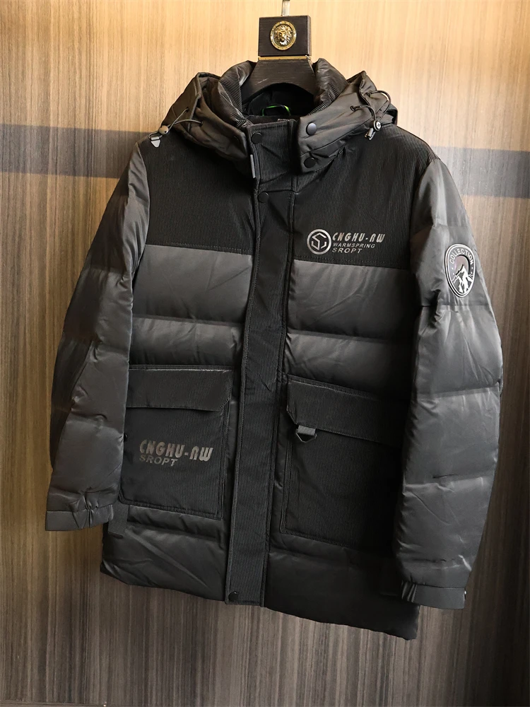 

Мужское стеганое пальто Jaet с высокой изоляцией и капюшоном средней длины, модное городское ветрозащитное пальто с 3D-дизайном, глаз...