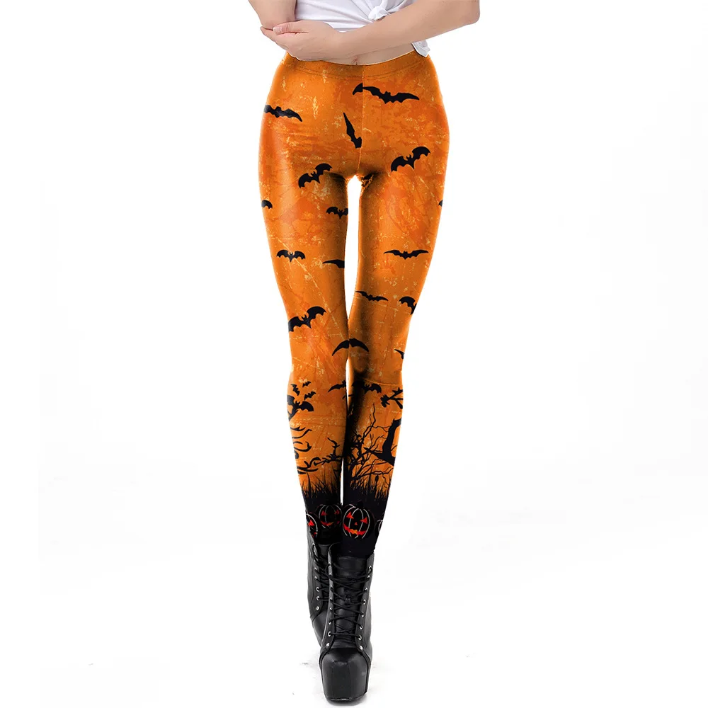 Nadanbao Halloween Funny Leggings Women Holiday Party Sexy Tights Trousers Female Mid Waist Elastic Pants