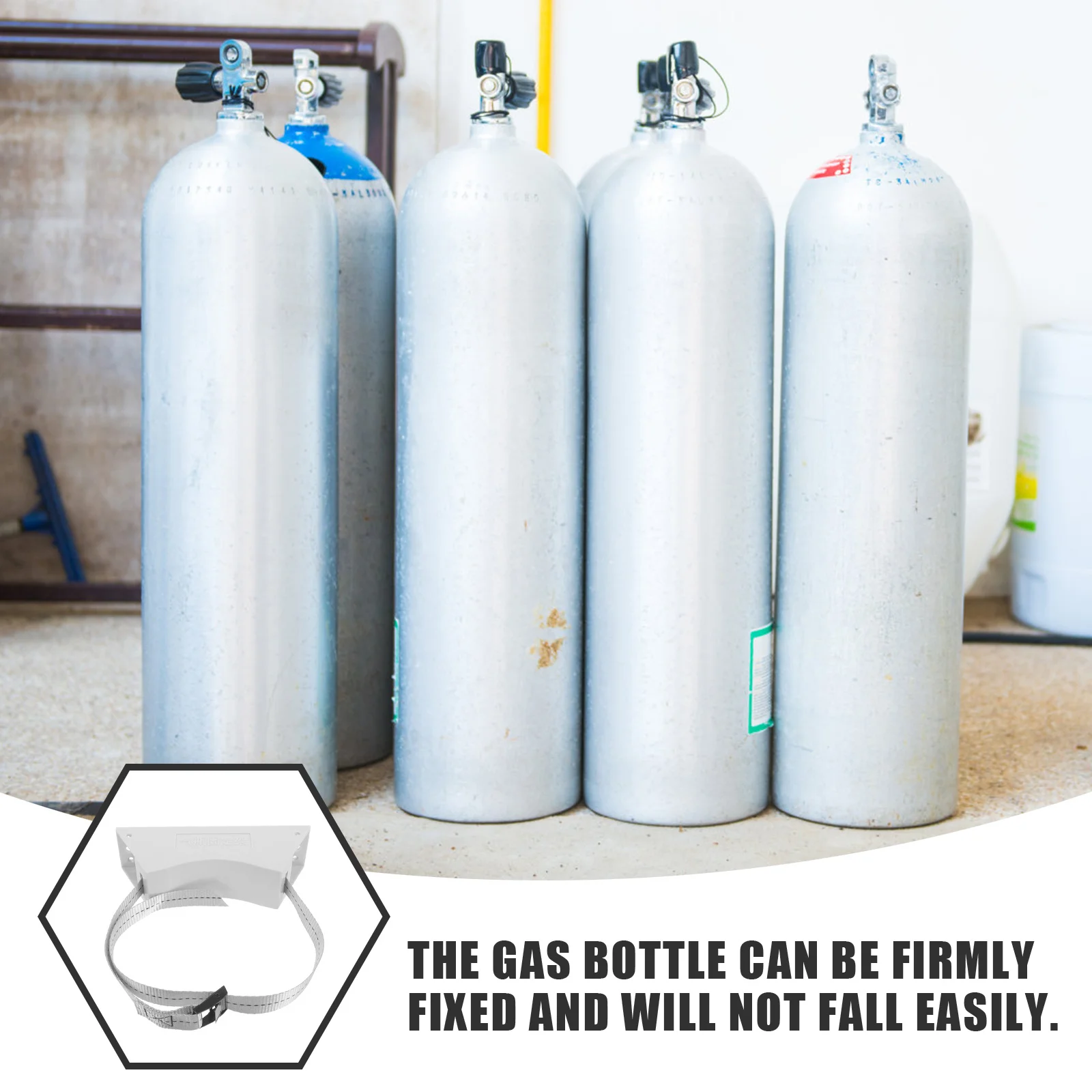 

40L Gas Cylinder Holder Wall Mounted Bracket for Propane Tank Stand Secure Storage Adjustable Strap Sturdy Cylinder Support