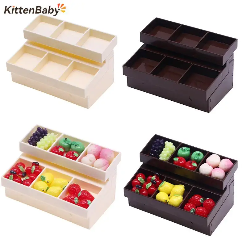 Dollhouse Miniature Simulation Supermarket Fruit Vegetable Display Shelf Model Dolls House Toys Doll House Furniture Decoration