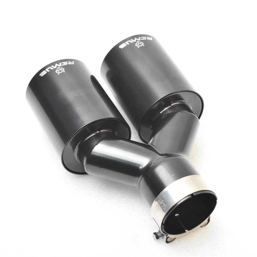 RE BLACK Schalldämpfer, doppelte Auspuffspitze, 2,5 Zoll Einlass, 3 Zoll Auslass, 9,5 Zoll langes Endrohr, doppelte Edelstahl-Auspuffspitze, Auto-Endrohr