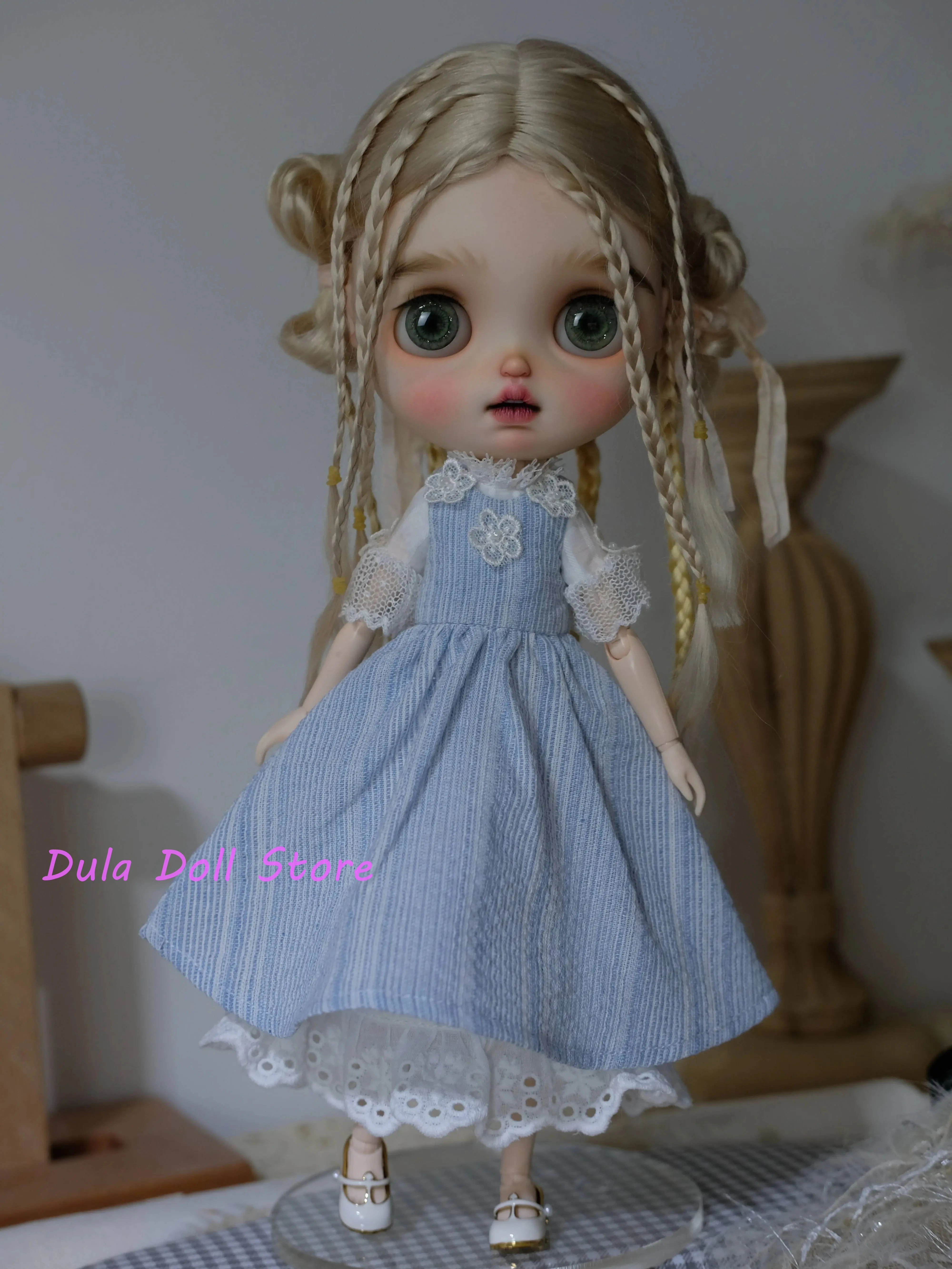 

Одежда для кукол Dula, сине-белое платье для Blythe Landoudou Landazz ob24 ob22 ICY JerryB 1/6, аксессуары для кукол Bjd