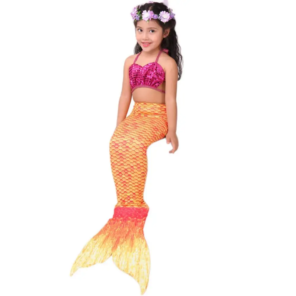 Vendita calda Halloween sirena Cosplay coda di sirena paillettes costume da bagno costumi sirena principessa vestito per bambino