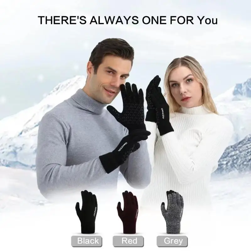 Winterhandschuhe für Damen und Herren – verbesserte Touchscreen-Handschuhe für kaltes Wetter, wärmend, aus Strick, mit Anti-Rutsch-Funktion zum Laufen, Autofahren und Wandern. – Detail 1