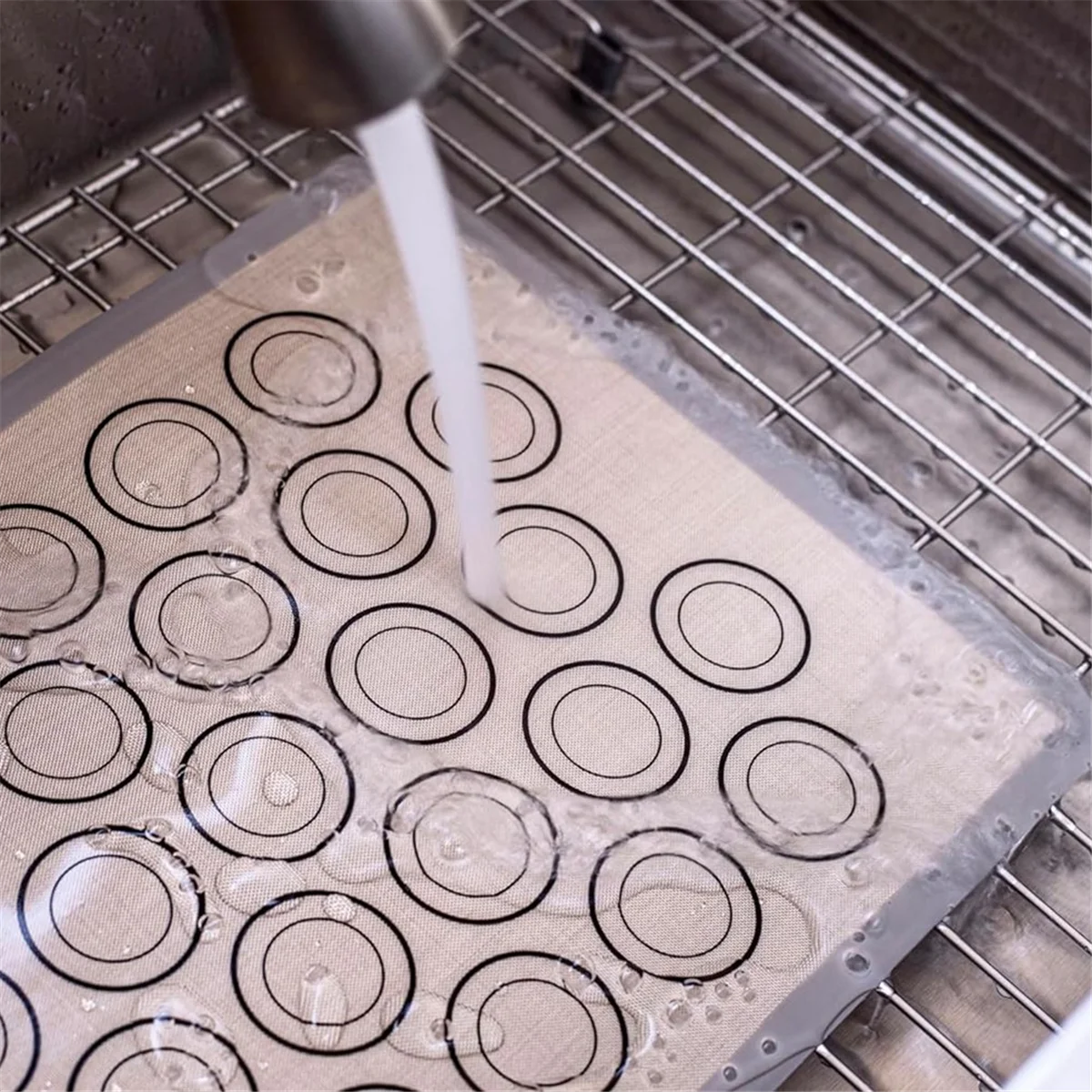 Tapetes para hornear macarrones, paquete de 4 para macarrones y cocineros perfectos, hojas para hornear macarrones de silicona con círculos guía de tamaño