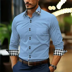 Men's shirt 2024 Explosion classic buckle shirt 12 color business office shirt shirt shirt pocket decoration oversized size