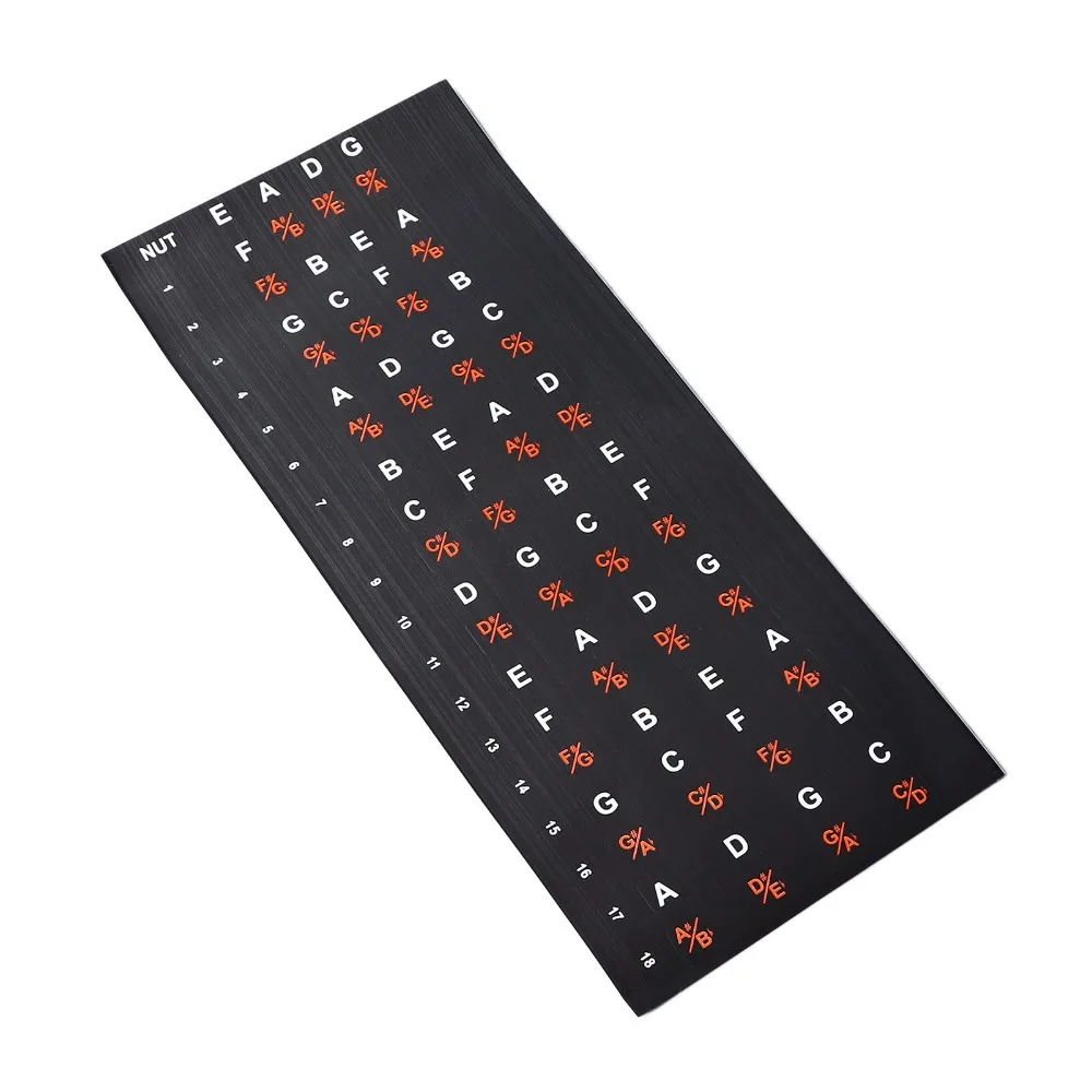 2PCS PVC Guitar Fretboard Sticker Self Adhesive Black Bass Chord Guide Decal Fingerboard Note Label For 4 String Guitar Beginner