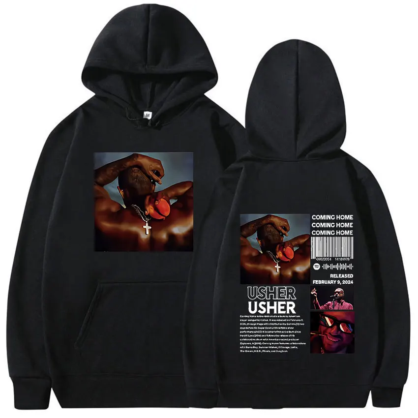 

Rapper Usher Coming Home Album Hoodie Men's Casual Fashion Retro Oversized Sweatshirt Unisex Hip Hop Pullover Hoodies Streetwear