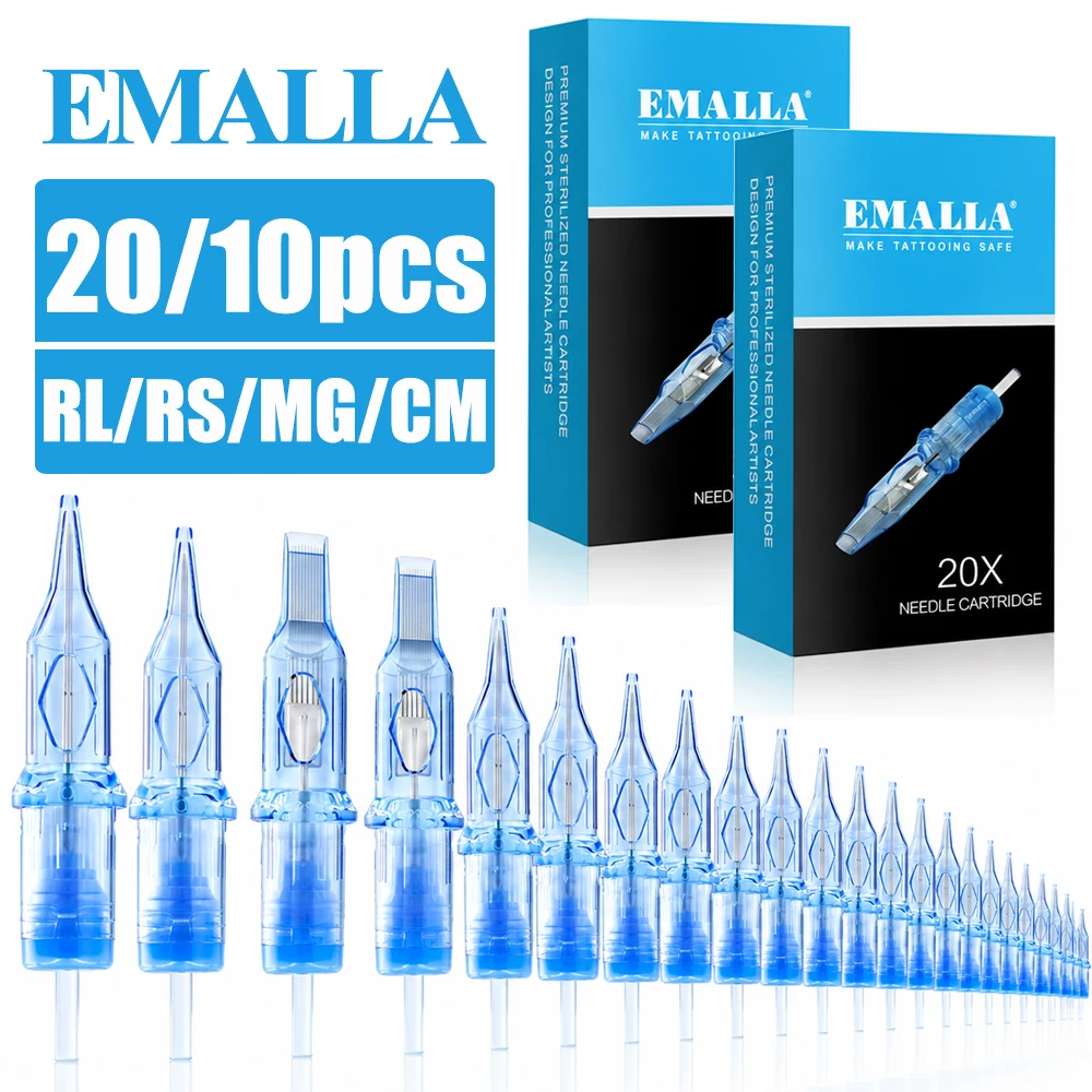 

20/10pcs EMALLA Eliot Tattoo Cartridge Needles RL RS CM MG Sterilize Tattoo Needles for Permanent Makeup Cartridges Pen Needles