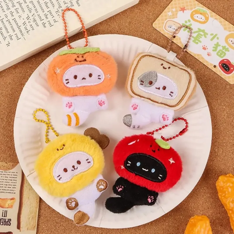 Multicolor Plush Cat Keychain Pendant Car Decoration Cartoon Cat Couples Bag Ornament Soft Sweet Kitten Doll Keyring Gift Toys