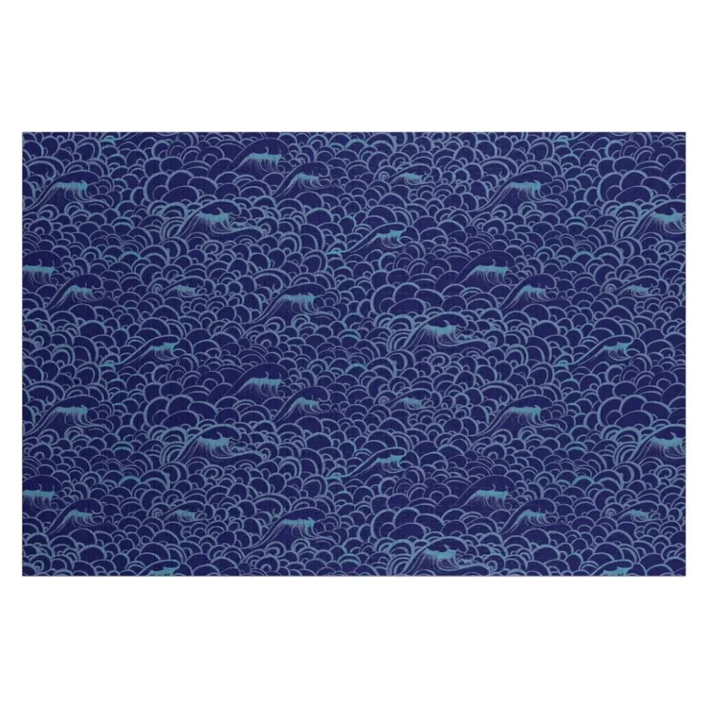 Blue waves and ocean swirls (blue) Jigsaw Puzzle Personalized Gift Ideas Personalize Puzzle