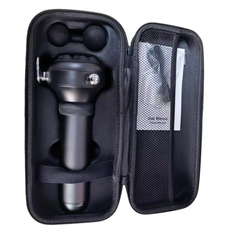 Long Handle Percussion Massage Gun 4 Replaceable Heads 3.5 Max RRT Pulse Muscle Relax Massager