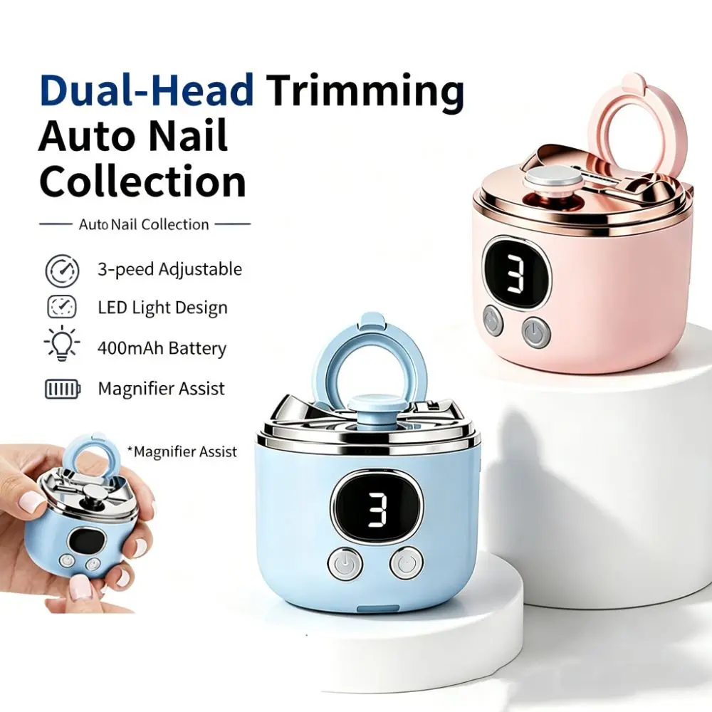 6-In-1 Electric Automatic Nail Clipper USB Rechargeable 3 Speeds Magnifying Glass Trimmer Portable with LED Auxiliary