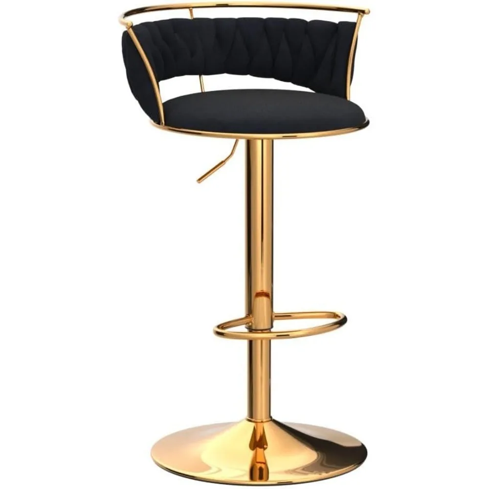 モダンな回転バースツール 3 個セット、ベルベットの高さ調節可能なバースツール ローバック キッチン アイランド カウンター ブラック バーチェア