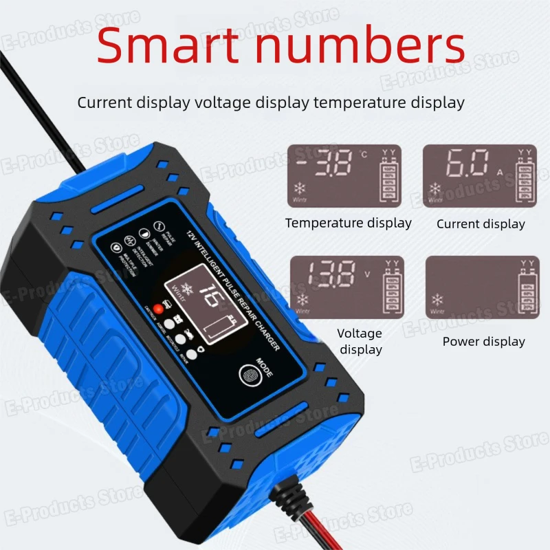 12 فولت 6A سيارة شاحن بطارية ذكي شاشة ديجيتال الدراجات النارية الكهربائية 14.6 فولت 6A شاحن ل LiFePO4 الرصاص الحمضية AGM إصلاح البطارية