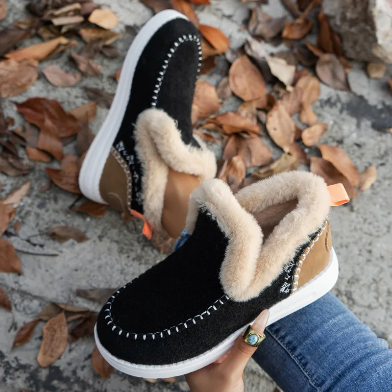 Hot Sale One Kick Women's Boots Warm Fur Winter Shoes for Women Ladies Ankle Boots Snow Boots Female Cotton Shoes Zapatos Mujer