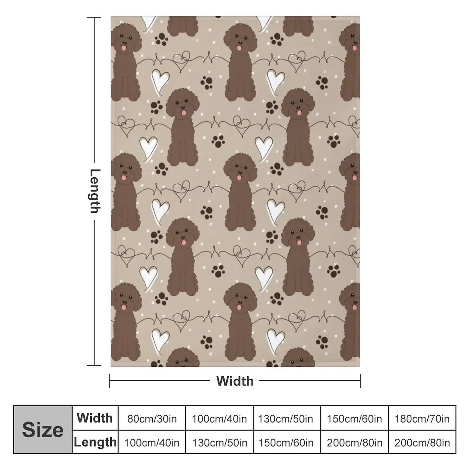 LOVE Chocolate Toy Poodle Throw Blanket Plaid Plush Blankets