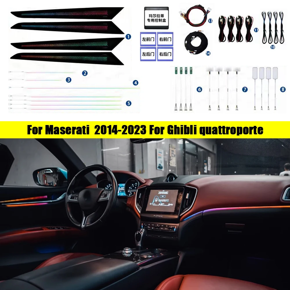 

Для Maserati 64Color светодиодная лампа окружающего освещения 2014-2023 для Ghibli Levante quattroporte Atmosphere Advanced Light декоративная лампа