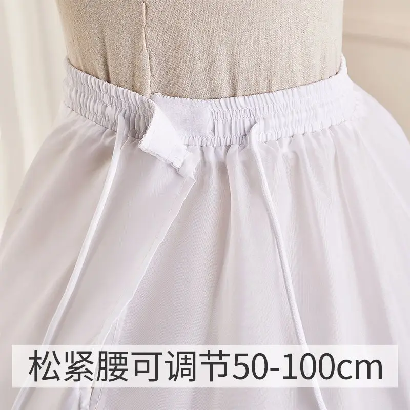 Bridal Fishbone Wedding Dress Adjustable Half-Length Pettiskirt Ruffled Oversized Floor-Length Lolita Slip Dress Flower