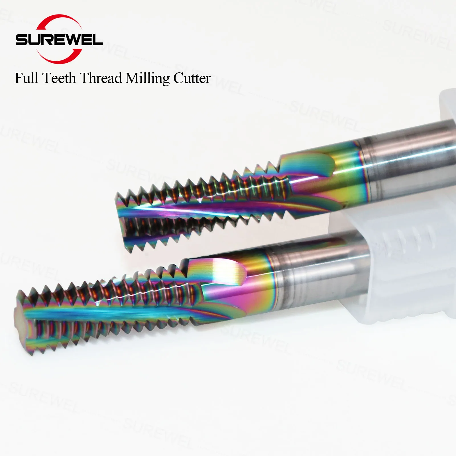 SUREWEL Full Teeth Threading End Mills Tools CNC M6 M8 M10 M12 Carbide Thread Milling Cutter Boring Cutter For Copper Aluminum
