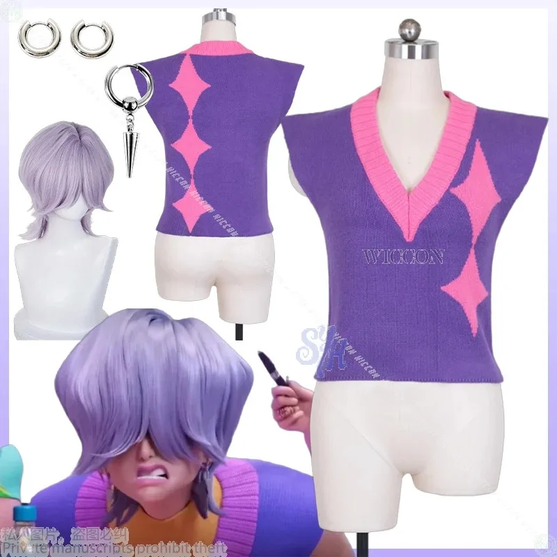 2020 الأولاد سر تأثيري Kpop شيطان فيلم أنيمي الصودا البوب زي Kawaii جميل الأرجواني سترة سترة تأثيري لطيف هالوين Cos25