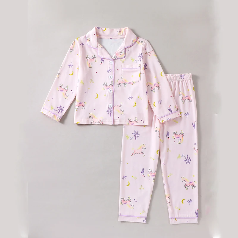 Autumn Girls 2PCS Clothing Set Comfortable Feeling Unicorn Pattern Girls Sweatpants Clothes Set Pajamas