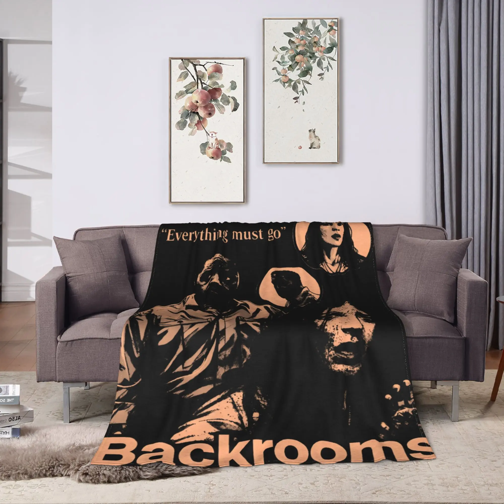 Vintage Grunge Backrooms Character Collage Blankets Warm Plush Throw Blanket For Boy Girl Outdoor Flannel Bedspread Bed Cover