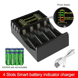 4 Slot Battery Charger Intelligent Fast USB Charger for AAA/AA Rechargeable 1.2 Ni-MH/Ni-Cd Batteries with LED Indicator Charger