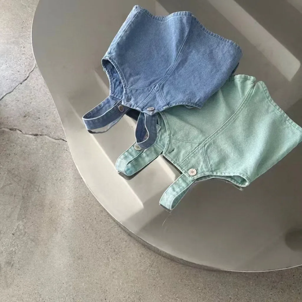 Shorts de bebê denim, moda infantil de menino e menina, macacão versátil, calça casual infantil, macacão sem mangas, novo, verão, 2022