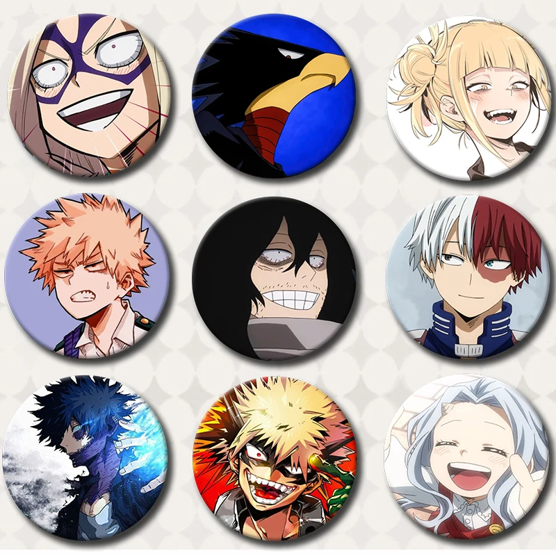 58mm New Anime My Hero Academia Portable Mirror Cute Anime Character Cartoon Mini Makeup Mirror Accessories Decor Fans Collect