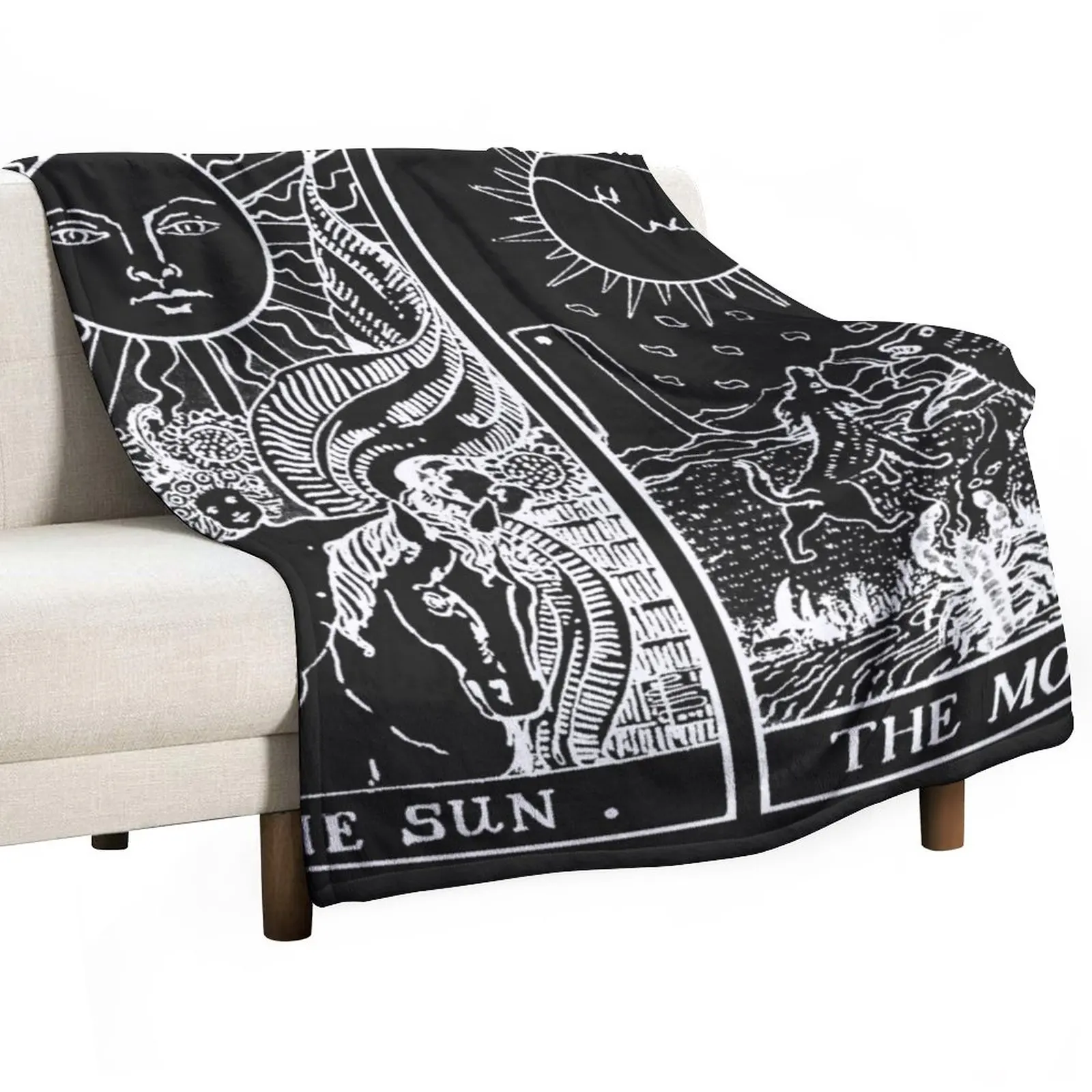 

The Sun and Moon Tarot Cards | Pearl & Obsidian Throw Blanket Luxury St Blanket Camping Blanket Moving Blanket Plaid